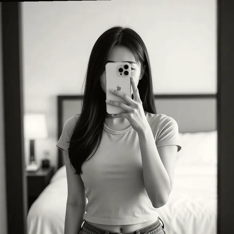 호텔 객실의 여성 이미지