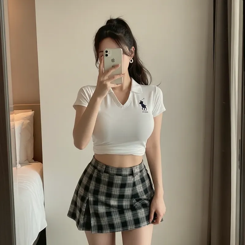 호텔 객실의 여성 이미지