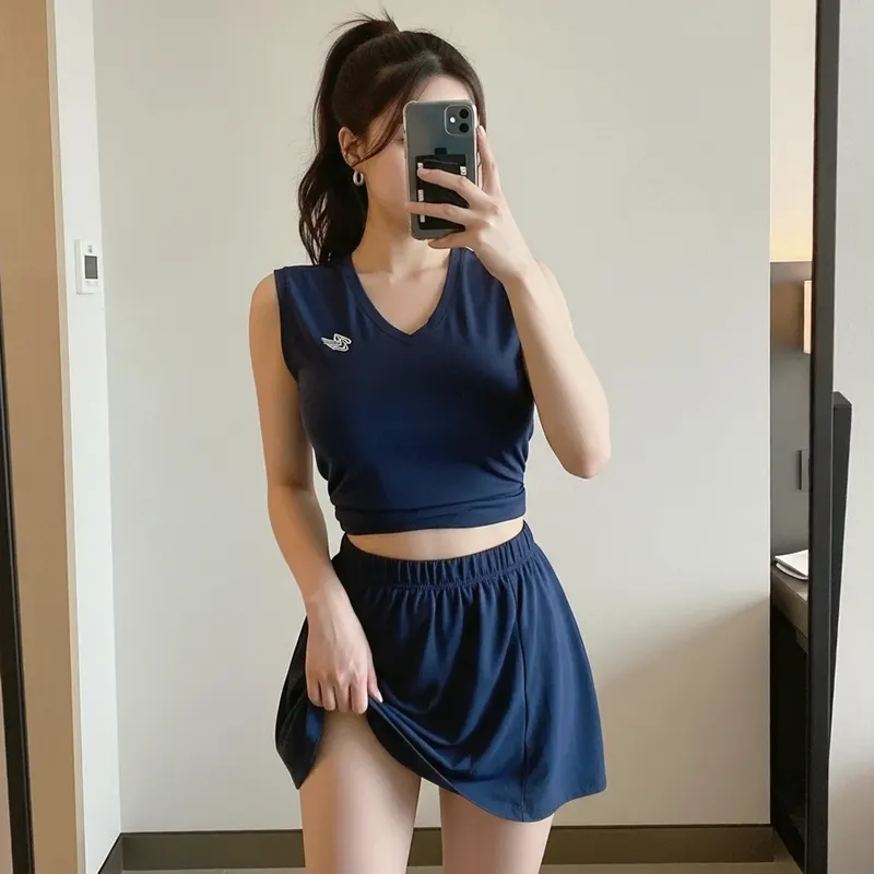 호텔 객실의 여성 이미지