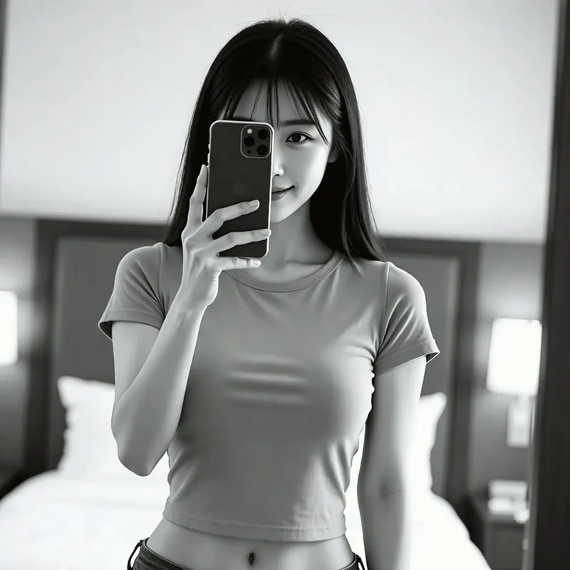 호텔 객실의 여성 이미지