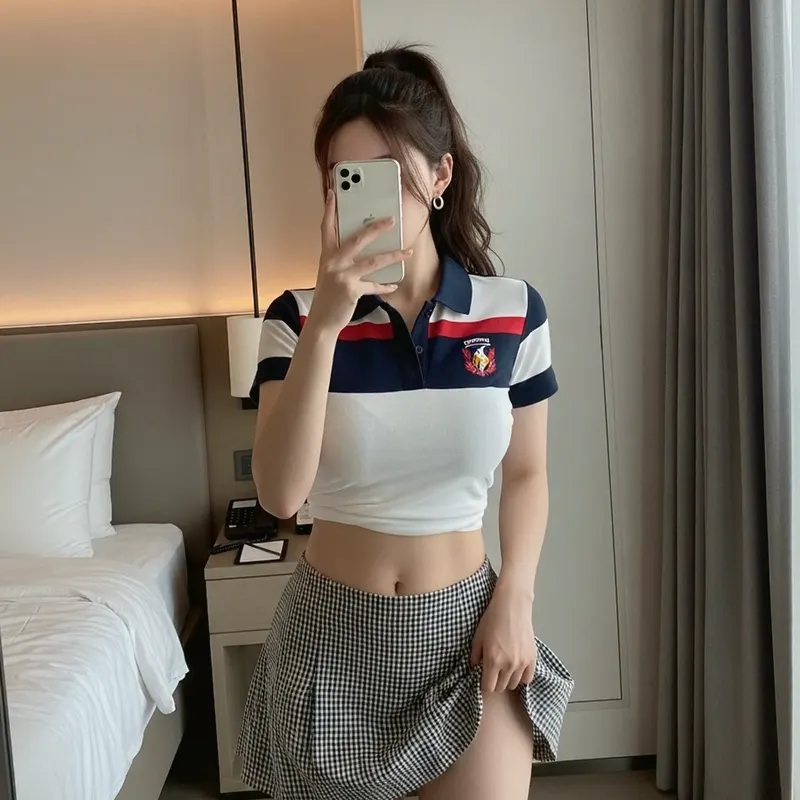 호텔 객실의 여성 이미지