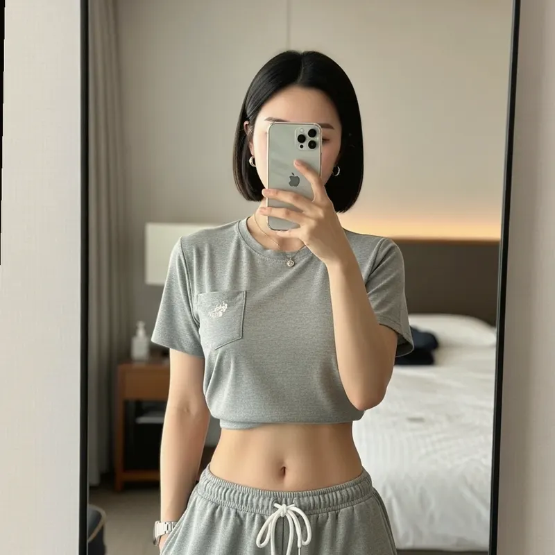 호텔 객실의 여성 이미지