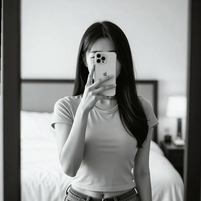 호텔 객실의 여성 이미지