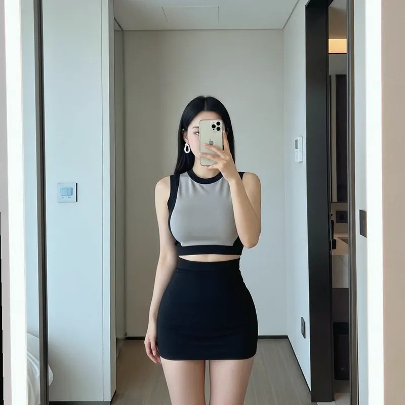 호텔 객실의 여성 이미지