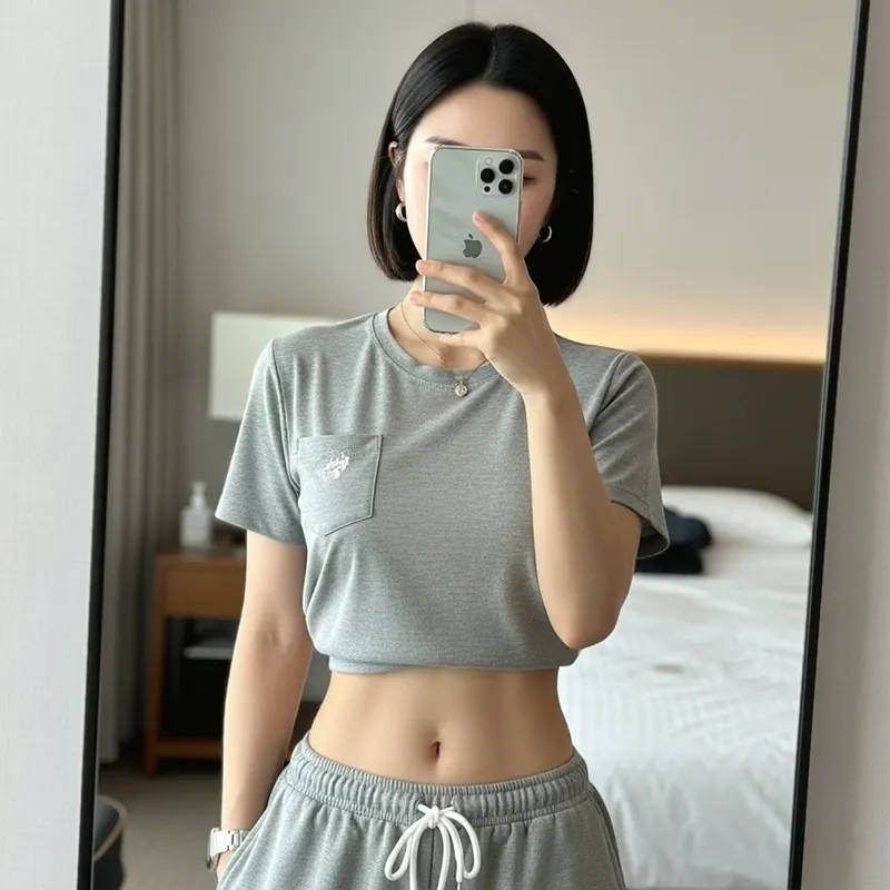 호텔 객실의 여성 이미지