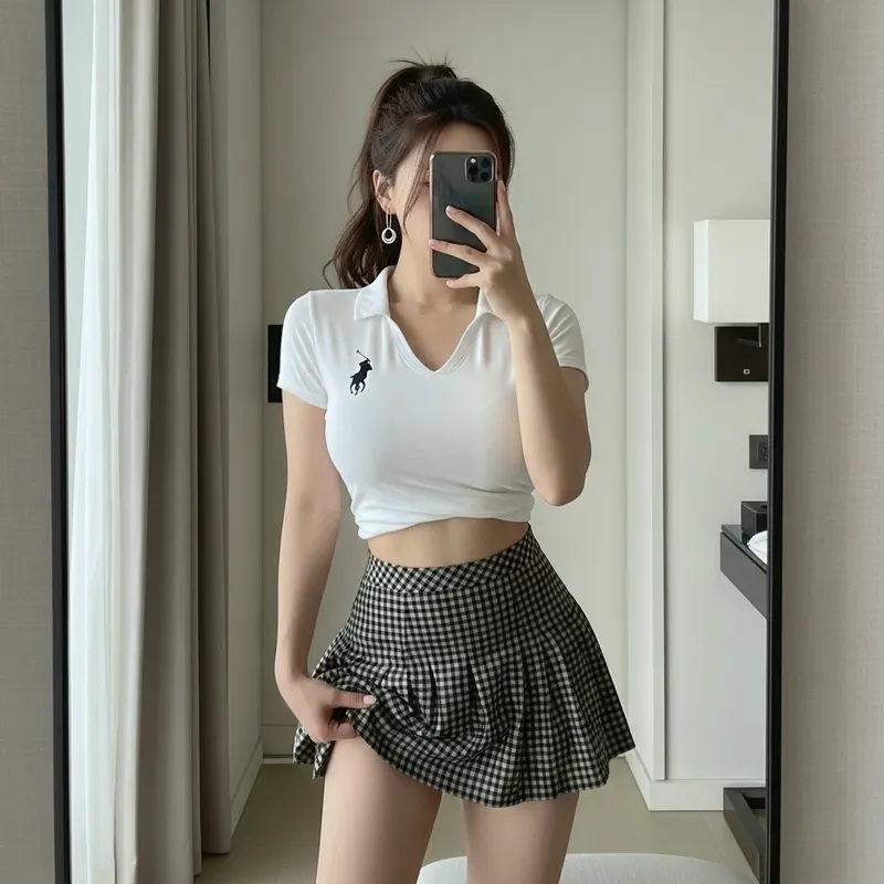 호텔 객실의 여성 이미지