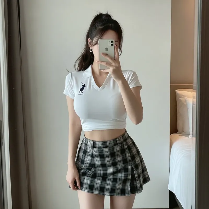 호텔 객실의 여성 이미지