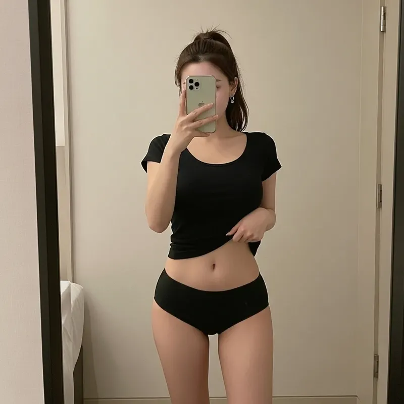 호텔 객실의 여성 이미지
