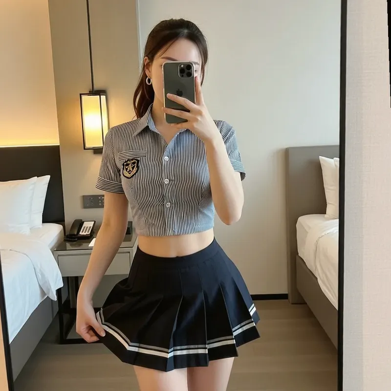 호텔 객실의 여성 이미지